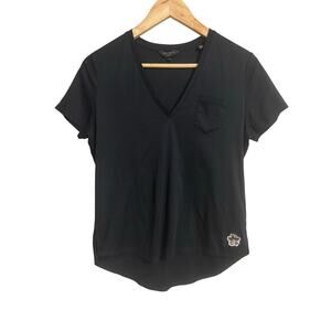 Ted Baker Lovage Black V Neck Tee Size 2 Small